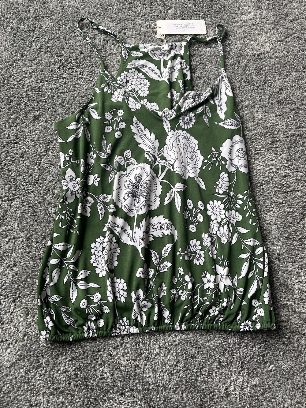 Floral Print Green Halter Tank Top